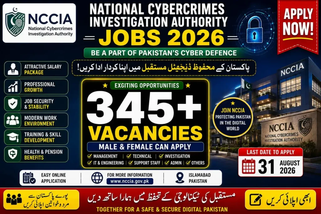 NCCIA Jobs 2026 – Apply Now for 345+ Cyber Crime Investigation Posts Across Pakistan