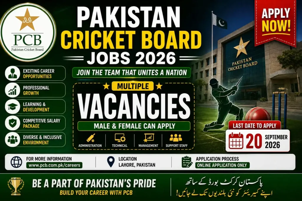 PCB Jobs 2026 – Apply Online for Pakistan Cricket Board Career Opportunities