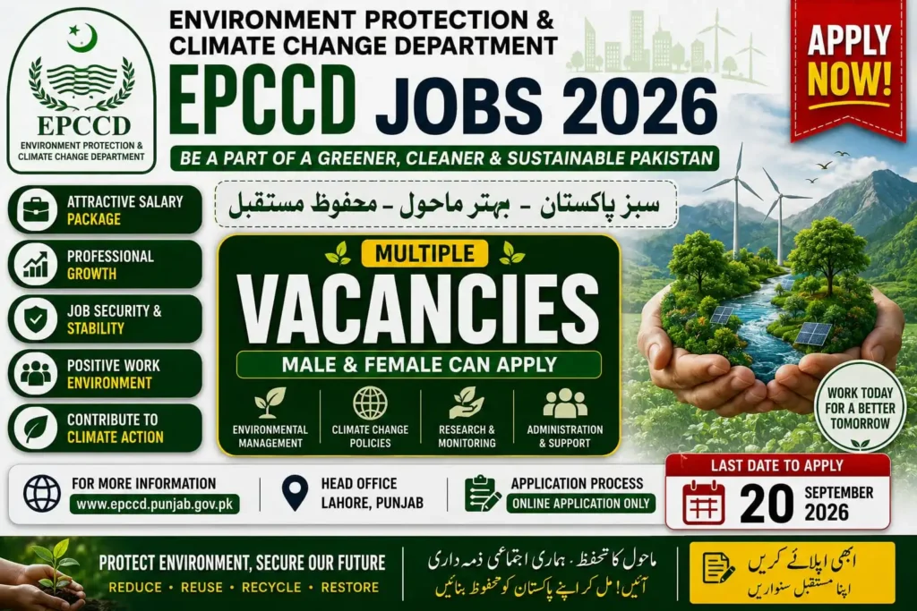 Environment Protection & Climate Change Department EPCCD Jobs 2026 – Secure Your Job – Apply Now