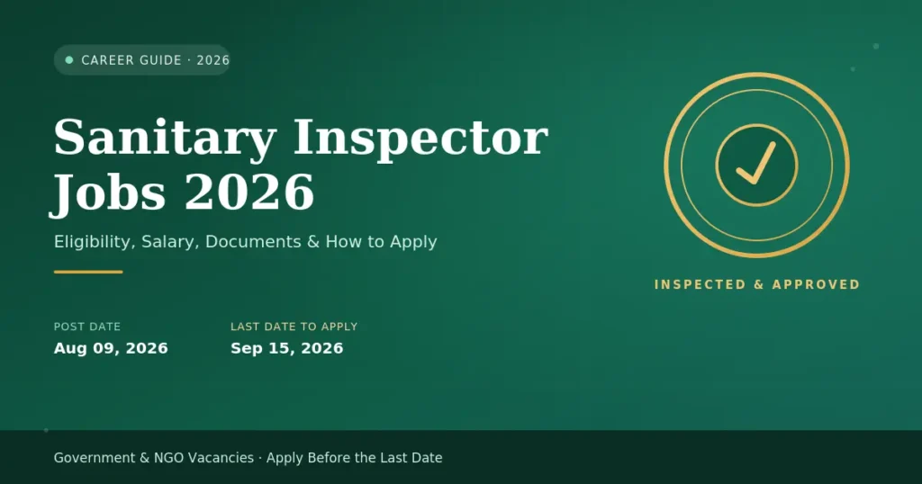 Sanitary Inspector Jobs 2026 – Apply Before Last Date Complete Career Guide