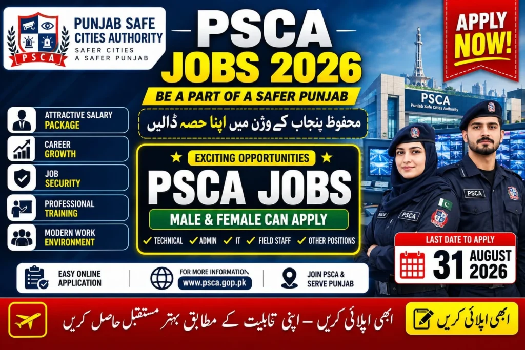 PSCA Jobs 2026: Apply Now For A Successful Career With Punjab Safe Cities Authority
