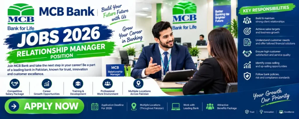 MCB Bank Jobs 2026 – Apply Now For Relationship Manager Position